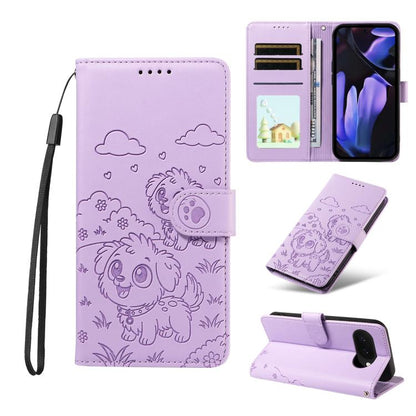 Embossed Heart Dog RFID Blocking Wallet Leather Phone Case, For Google Pixel 11 Pro XL, For Google Pixel 11 / 11 Pro, For Google Pixel 10a, For Google Pixel 10 Pro XL / 9 Pro XL, For Google Pixel 10 / 10 Pro / 9 / 9 Pro, For Google Pixel 9a