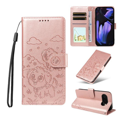 Embossed Heart Dog RFID Blocking Wallet Leather Phone Case, For Google Pixel 11 Pro XL, For Google Pixel 11 / 11 Pro, For Google Pixel 10a, For Google Pixel 10 Pro XL / 9 Pro XL, For Google Pixel 10 / 10 Pro / 9 / 9 Pro, For Google Pixel 9a
