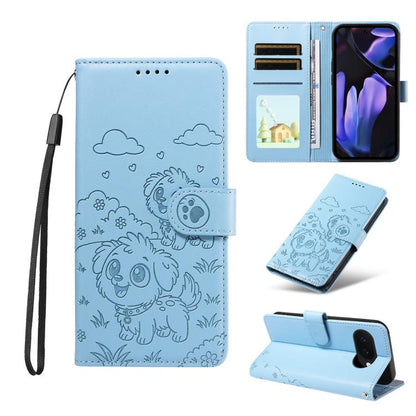 Embossed Heart Dog RFID Blocking Wallet Leather Phone Case, For Google Pixel 11 Pro XL, For Google Pixel 11 / 11 Pro, For Google Pixel 10a, For Google Pixel 10 Pro XL / 9 Pro XL, For Google Pixel 10 / 10 Pro / 9 / 9 Pro, For Google Pixel 9a