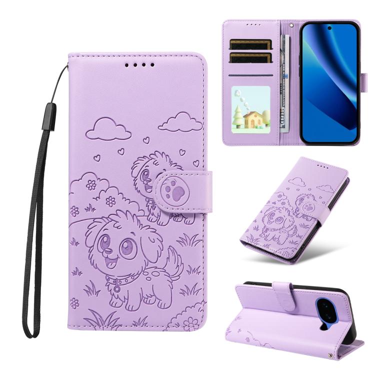 Embossed Heart Dog RFID Blocking Wallet Leather Phone Case, For Google Pixel 11 Pro XL, For Google Pixel 11 / 11 Pro, For Google Pixel 10a, For Google Pixel 10 Pro XL / 9 Pro XL, For Google Pixel 10 / 10 Pro / 9 / 9 Pro, For Google Pixel 9a