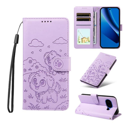 Embossed Heart Dog RFID Blocking Wallet Leather Phone Case, For Google Pixel 11 Pro XL, For Google Pixel 11 / 11 Pro, For Google Pixel 10a, For Google Pixel 10 Pro XL / 9 Pro XL, For Google Pixel 10 / 10 Pro / 9 / 9 Pro, For Google Pixel 9a