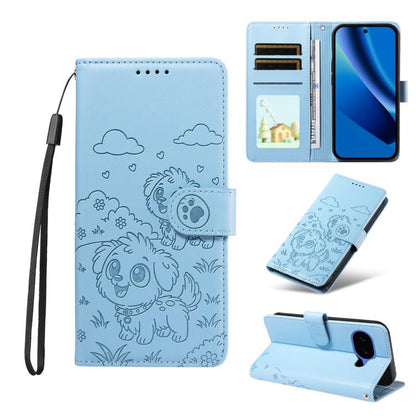 Embossed Heart Dog RFID Blocking Wallet Leather Phone Case, For Google Pixel 11 Pro XL, For Google Pixel 11 / 11 Pro, For Google Pixel 10a, For Google Pixel 10 Pro XL / 9 Pro XL, For Google Pixel 10 / 10 Pro / 9 / 9 Pro, For Google Pixel 9a