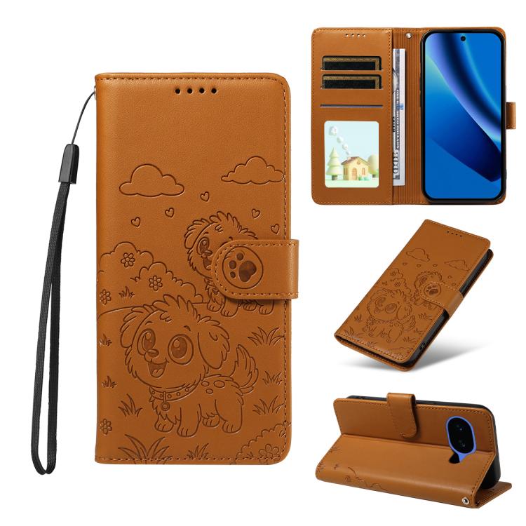 Embossed Heart Dog RFID Blocking Wallet Leather Phone Case, For Google Pixel 11 Pro XL, For Google Pixel 11 / 11 Pro, For Google Pixel 10a, For Google Pixel 10 Pro XL / 9 Pro XL, For Google Pixel 10 / 10 Pro / 9 / 9 Pro, For Google Pixel 9a