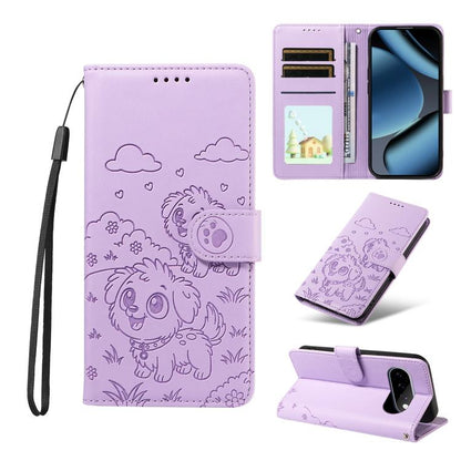 Embossed Heart Dog RFID Blocking Wallet Leather Phone Case, For Google Pixel 11 Pro XL, For Google Pixel 11 / 11 Pro, For Google Pixel 10a, For Google Pixel 10 Pro XL / 9 Pro XL, For Google Pixel 10 / 10 Pro / 9 / 9 Pro, For Google Pixel 9a