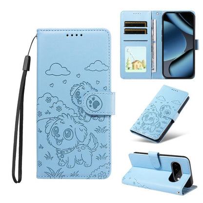 Embossed Heart Dog RFID Blocking Wallet Leather Phone Case, For Google Pixel 11 Pro XL, For Google Pixel 11 / 11 Pro, For Google Pixel 10a, For Google Pixel 10 Pro XL / 9 Pro XL, For Google Pixel 10 / 10 Pro / 9 / 9 Pro, For Google Pixel 9a
