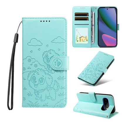 Embossed Heart Dog RFID Blocking Wallet Leather Phone Case, For Google Pixel 11 Pro XL, For Google Pixel 11 / 11 Pro, For Google Pixel 10a, For Google Pixel 10 Pro XL / 9 Pro XL, For Google Pixel 10 / 10 Pro / 9 / 9 Pro, For Google Pixel 9a