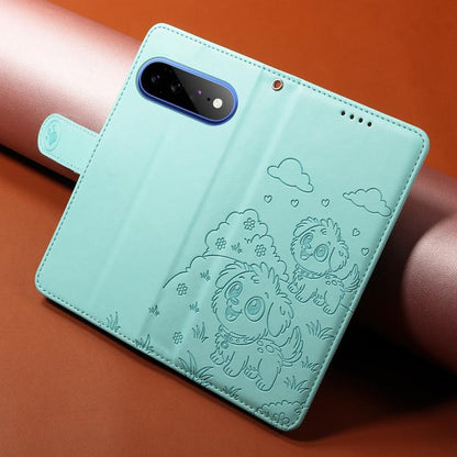Embossed Heart Dog RFID Blocking Wallet Leather Phone Case, For Google Pixel 11 Pro XL, For Google Pixel 11 / 11 Pro, For Google Pixel 10a, For Google Pixel 10 Pro XL / 9 Pro XL, For Google Pixel 10 / 10 Pro / 9 / 9 Pro, For Google Pixel 9a