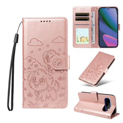 Embossed Heart Dog RFID Blocking Wallet Leather Phone Case, For Google Pixel 11 Pro XL, For Google Pixel 11 / 11 Pro, For Google Pixel 10a, For Google Pixel 10 Pro XL / 9 Pro XL, For Google Pixel 10 / 10 Pro / 9 / 9 Pro, For Google Pixel 9a