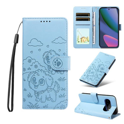 Embossed Heart Dog RFID Blocking Wallet Leather Phone Case, For Google Pixel 11 Pro XL, For Google Pixel 11 / 11 Pro, For Google Pixel 10a, For Google Pixel 10 Pro XL / 9 Pro XL, For Google Pixel 10 / 10 Pro / 9 / 9 Pro, For Google Pixel 9a