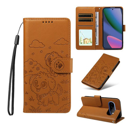 Embossed Heart Dog RFID Blocking Wallet Leather Phone Case, For Google Pixel 11 Pro XL, For Google Pixel 11 / 11 Pro, For Google Pixel 10a, For Google Pixel 10 Pro XL / 9 Pro XL, For Google Pixel 10 / 10 Pro / 9 / 9 Pro, For Google Pixel 9a
