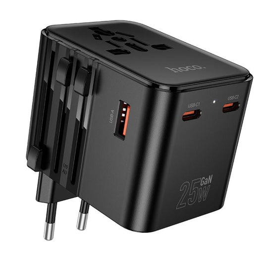 hoco AC31 PD 25W 2 x Type-C and USB-A 3-Ports Global Universal Travel Charger, AC31