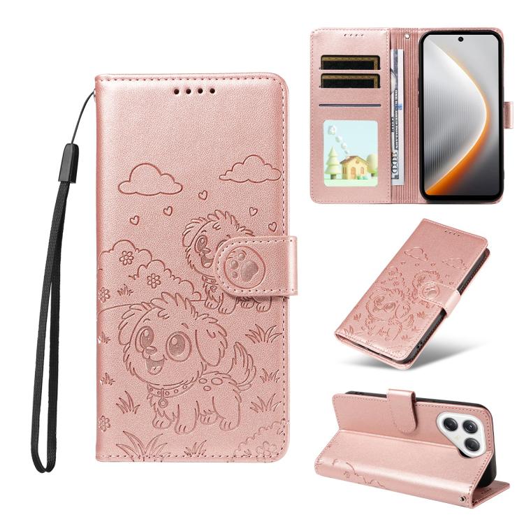 Embossed Heart Dog RFID Blocking Wallet Leather Phone Case, For Tecno Spark 40 5G / GO 5G 2025, For Tecno Spark Go 2024 / 20 4G / Pop 8, For Tecno Pova 7 Pro 5G, For Tecno Pova 7 5G, For Tecno Spark 40 Pro+ 4G, For Tecno Spark 40 Pro 4G                ...