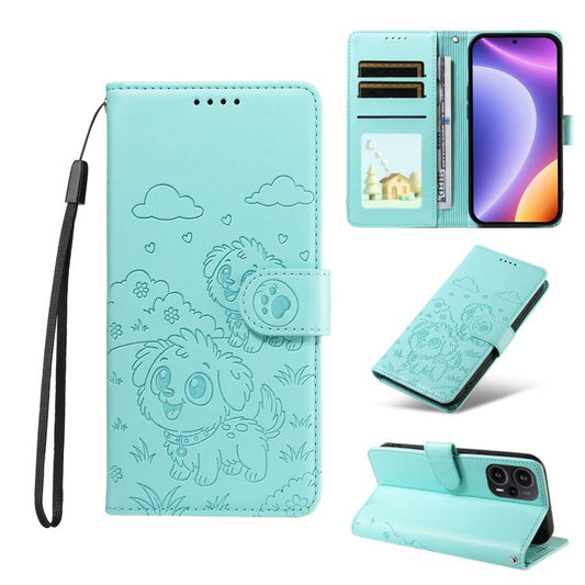 Embossed Heart Dog RFID Blocking Wallet Leather Phone Case, For Redmi Note 12 Turbo / Poco F5, For Redmi 11A 4G / Poco C55, For Redmi 10C / 10 Power