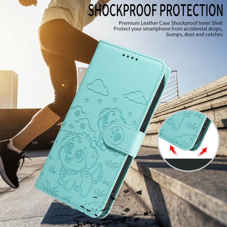Embossed Heart Dog RFID Blocking Wallet Leather Phone Case, For Redmi Note 12 Turbo / Poco F5, For Redmi 11A 4G / Poco C55, For Redmi 10C / 10 Power