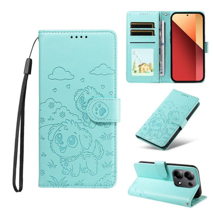 Embossed Heart Dog RFID Blocking Wallet Leather Phone Case, For Redmi Note 14 4G 164.84mm, For Redmi Note 14 Pro+ 5G / 14 Pro 4G, For Redmi Turbo 4 5G / Poco X7 Pro 5G, For Redmi Note 14 5G / Poco M7 Pro 5G, For Redmi Note 14 4G 163.25mm               ...