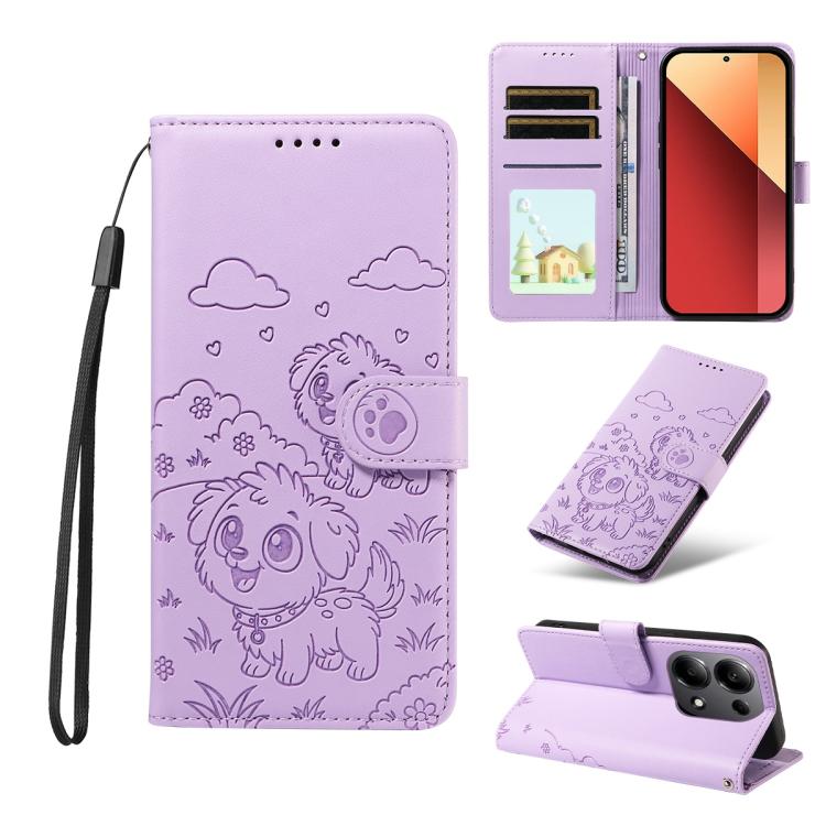 Embossed Heart Dog RFID Blocking Wallet Leather Phone Case, For Redmi Note 14 4G 164.84mm, For Redmi Note 14 Pro+ 5G / 14 Pro 4G, For Redmi Turbo 4 5G / Poco X7 Pro 5G, For Redmi Note 14 5G / Poco M7 Pro 5G, For Redmi Note 14 4G 163.25mm               ...