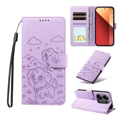 Embossed Heart Dog RFID Blocking Wallet Leather Phone Case, For Redmi Note 14 4G 164.84mm, For Redmi Note 14 Pro+ 5G / 14 Pro 4G, For Redmi Turbo 4 5G / Poco X7 Pro 5G, For Redmi Note 14 5G / Poco M7 Pro 5G, For Redmi Note 14 4G 163.25mm               ...