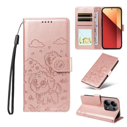 Embossed Heart Dog RFID Blocking Wallet Leather Phone Case, For Redmi Note 14 4G 164.84mm, For Redmi Note 14 Pro+ 5G / 14 Pro 4G, For Redmi Turbo 4 5G / Poco X7 Pro 5G, For Redmi Note 14 5G / Poco M7 Pro 5G, For Redmi Note 14 4G 163.25mm               ...