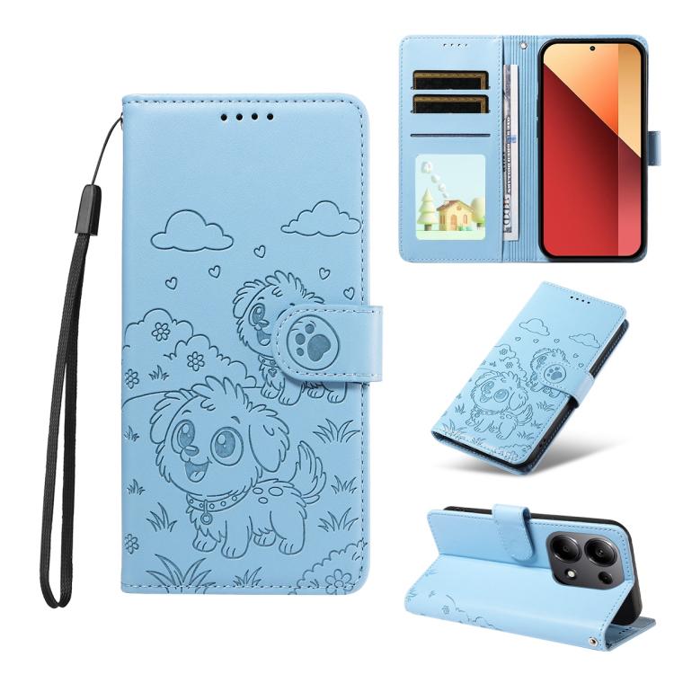 Embossed Heart Dog RFID Blocking Wallet Leather Phone Case, For Redmi Note 14 4G 164.84mm, For Redmi Note 14 Pro+ 5G / 14 Pro 4G, For Redmi Turbo 4 5G / Poco X7 Pro 5G, For Redmi Note 14 5G / Poco M7 Pro 5G, For Redmi Note 14 4G 163.25mm               ...