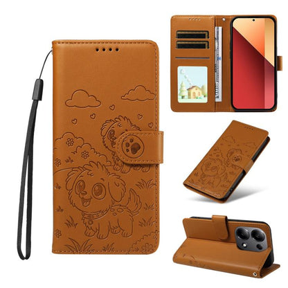 Embossed Heart Dog RFID Blocking Wallet Leather Phone Case, For Redmi Note 14 4G 164.84mm, For Redmi Note 14 Pro+ 5G / 14 Pro 4G, For Redmi Turbo 4 5G / Poco X7 Pro 5G, For Redmi Note 14 5G / Poco M7 Pro 5G, For Redmi Note 14 4G 163.25mm               ...