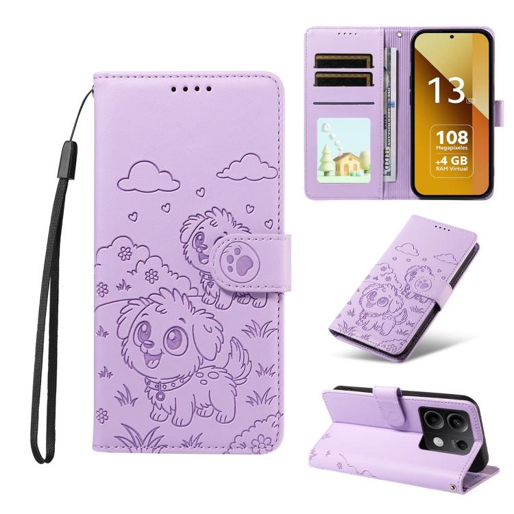 Embossed Heart Dog RFID Blocking Wallet Leather Phone Case, For Redmi Note 14 4G 164.84mm, For Redmi Note 14 Pro+ 5G / 14 Pro 4G, For Redmi Turbo 4 5G / Poco X7 Pro 5G, For Redmi Note 14 5G / Poco M7 Pro 5G, For Redmi Note 14 4G 163.25mm               ...