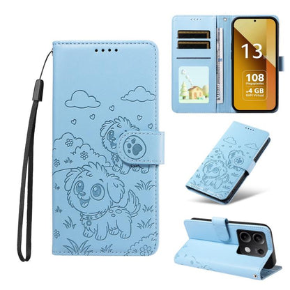 Embossed Heart Dog RFID Blocking Wallet Leather Phone Case, For Redmi Note 14 4G 164.84mm, For Redmi Note 14 Pro+ 5G / 14 Pro 4G, For Redmi Turbo 4 5G / Poco X7 Pro 5G, For Redmi Note 14 5G / Poco M7 Pro 5G, For Redmi Note 14 4G 163.25mm               ...