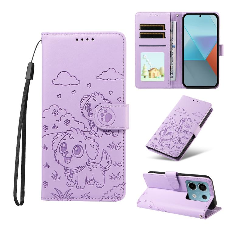 Embossed Heart Dog RFID Blocking Wallet Leather Phone Case, For Redmi Note 14 4G 164.84mm, For Redmi Note 14 Pro+ 5G / 14 Pro 4G, For Redmi Turbo 4 5G / Poco X7 Pro 5G, For Redmi Note 14 5G / Poco M7 Pro 5G, For Redmi Note 14 4G 163.25mm               ...
