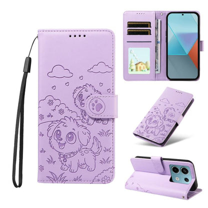 Embossed Heart Dog RFID Blocking Wallet Leather Phone Case, For Redmi Note 14 4G 164.84mm, For Redmi Note 14 Pro+ 5G / 14 Pro 4G, For Redmi Turbo 4 5G / Poco X7 Pro 5G, For Redmi Note 14 5G / Poco M7 Pro 5G, For Redmi Note 14 4G 163.25mm               ...