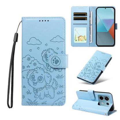 Embossed Heart Dog RFID Blocking Wallet Leather Phone Case, For Redmi Note 14 4G 164.84mm, For Redmi Note 14 Pro+ 5G / 14 Pro 4G, For Redmi Turbo 4 5G / Poco X7 Pro 5G, For Redmi Note 14 5G / Poco M7 Pro 5G, For Redmi Note 14 4G 163.25mm               ...