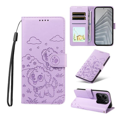 Embossed Heart Dog RFID Blocking Wallet Leather Phone Case, For Redmi Note 14 4G 164.84mm, For Redmi Note 14 Pro+ 5G / 14 Pro 4G, For Redmi Turbo 4 5G / Poco X7 Pro 5G, For Redmi Note 14 5G / Poco M7 Pro 5G, For Redmi Note 14 4G 163.25mm               ...