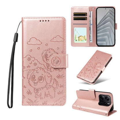 Embossed Heart Dog RFID Blocking Wallet Leather Phone Case, For Redmi Note 14 4G 164.84mm, For Redmi Note 14 Pro+ 5G / 14 Pro 4G, For Redmi Turbo 4 5G / Poco X7 Pro 5G, For Redmi Note 14 5G / Poco M7 Pro 5G, For Redmi Note 14 4G 163.25mm               ...
