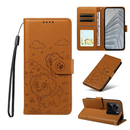 Embossed Heart Dog RFID Blocking Wallet Leather Phone Case, For Redmi Note 14 4G 164.84mm, For Redmi Note 14 Pro+ 5G / 14 Pro 4G, For Redmi Turbo 4 5G / Poco X7 Pro 5G, For Redmi Note 14 5G / Poco M7 Pro 5G, For Redmi Note 14 4G 163.25mm               ...