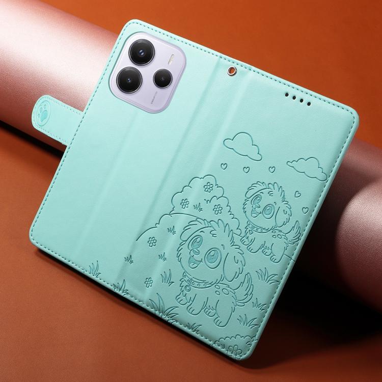 Embossed Heart Dog RFID Blocking Wallet Leather Phone Case, For Redmi Note 14 4G 164.84mm, For Redmi Note 14 Pro+ 5G / 14 Pro 4G, For Redmi Turbo 4 5G / Poco X7 Pro 5G, For Redmi Note 14 5G / Poco M7 Pro 5G, For Redmi Note 14 4G 163.25mm               ...