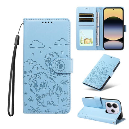 Embossed Heart Dog RFID Blocking Wallet Leather Phone Case, For Redmi Note 14 4G 164.84mm, For Redmi Note 14 Pro+ 5G / 14 Pro 4G, For Redmi Turbo 4 5G / Poco X7 Pro 5G, For Redmi Note 14 5G / Poco M7 Pro 5G, For Redmi Note 14 4G 163.25mm               ...