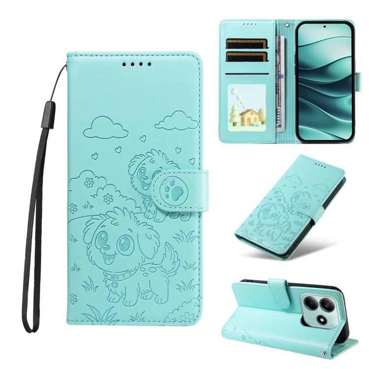 Embossed Heart Dog RFID Blocking Wallet Leather Phone Case, For Redmi Note 14 4G 164.84mm, For Redmi Note 14 Pro+ 5G / 14 Pro 4G, For Redmi Turbo 4 5G / Poco X7 Pro 5G, For Redmi Note 14 5G / Poco M7 Pro 5G, For Redmi Note 14 4G 163.25mm               ...