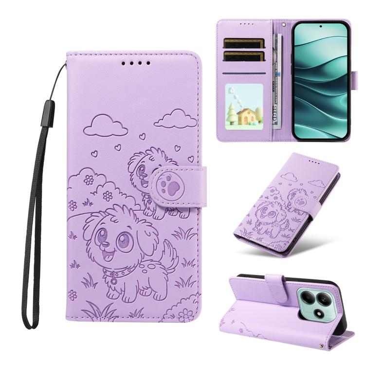 Embossed Heart Dog RFID Blocking Wallet Leather Phone Case, For Redmi Note 14 4G 164.84mm, For Redmi Note 14 Pro+ 5G / 14 Pro 4G, For Redmi Turbo 4 5G / Poco X7 Pro 5G, For Redmi Note 14 5G / Poco M7 Pro 5G, For Redmi Note 14 4G 163.25mm               ...