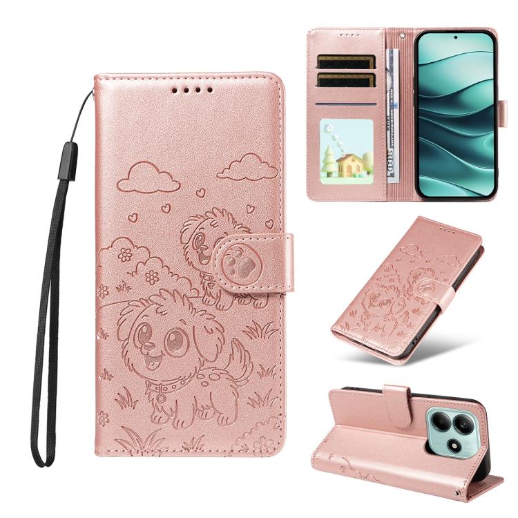 Embossed Heart Dog RFID Blocking Wallet Leather Phone Case, For Redmi Note 14 4G 164.84mm, For Redmi Note 14 Pro+ 5G / 14 Pro 4G, For Redmi Turbo 4 5G / Poco X7 Pro 5G, For Redmi Note 14 5G / Poco M7 Pro 5G, For Redmi Note 14 4G 163.25mm               ...