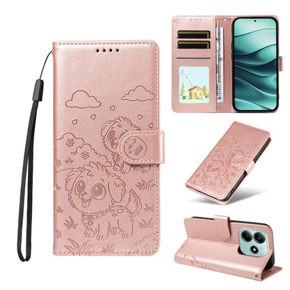 Embossed Heart Dog RFID Blocking Wallet Leather Phone Case, For Redmi Note 14 4G 164.84mm, For Redmi Note 14 Pro+ 5G / 14 Pro 4G, For Redmi Turbo 4 5G / Poco X7 Pro 5G, For Redmi Note 14 5G / Poco M7 Pro 5G, For Redmi Note 14 4G 163.25mm               ...