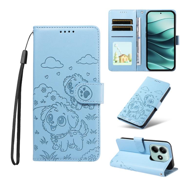 Embossed Heart Dog RFID Blocking Wallet Leather Phone Case, For Redmi Note 14 4G 164.84mm, For Redmi Note 14 Pro+ 5G / 14 Pro 4G, For Redmi Turbo 4 5G / Poco X7 Pro 5G, For Redmi Note 14 5G / Poco M7 Pro 5G, For Redmi Note 14 4G 163.25mm               ...