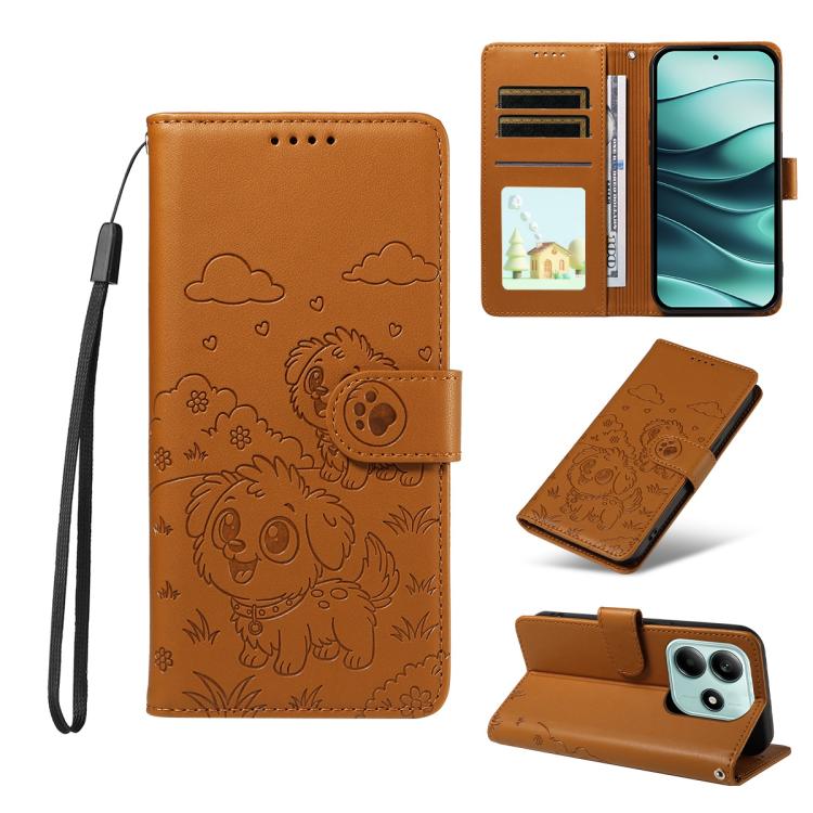 Embossed Heart Dog RFID Blocking Wallet Leather Phone Case, For Redmi Note 14 4G 164.84mm, For Redmi Note 14 Pro+ 5G / 14 Pro 4G, For Redmi Turbo 4 5G / Poco X7 Pro 5G, For Redmi Note 14 5G / Poco M7 Pro 5G, For Redmi Note 14 4G 163.25mm               ...