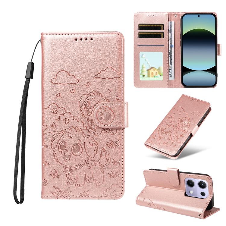Embossed Heart Dog RFID Blocking Wallet Leather Phone Case, For Redmi 15a Global, For Redmi Note 15 Pro+ 5G Global 163.3mm, For Redmi Note 15 4G / 5G Global 164mm, For Redmi K90 Pro Max / Poco F8 Ultra, For Redmi Note 15 Pro 4G Global 163.2mm          ...