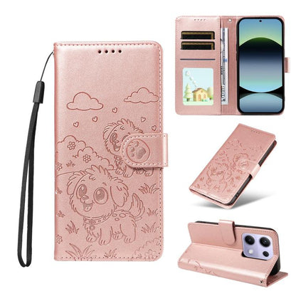 Embossed Heart Dog RFID Blocking Wallet Leather Phone Case, For Redmi 15a Global, For Redmi Note 15 Pro+ 5G Global 163.3mm, For Redmi Note 15 4G / 5G Global 164mm, For Redmi K90 Pro Max / Poco F8 Ultra, For Redmi Note 15 Pro 4G Global 163.2mm          ...