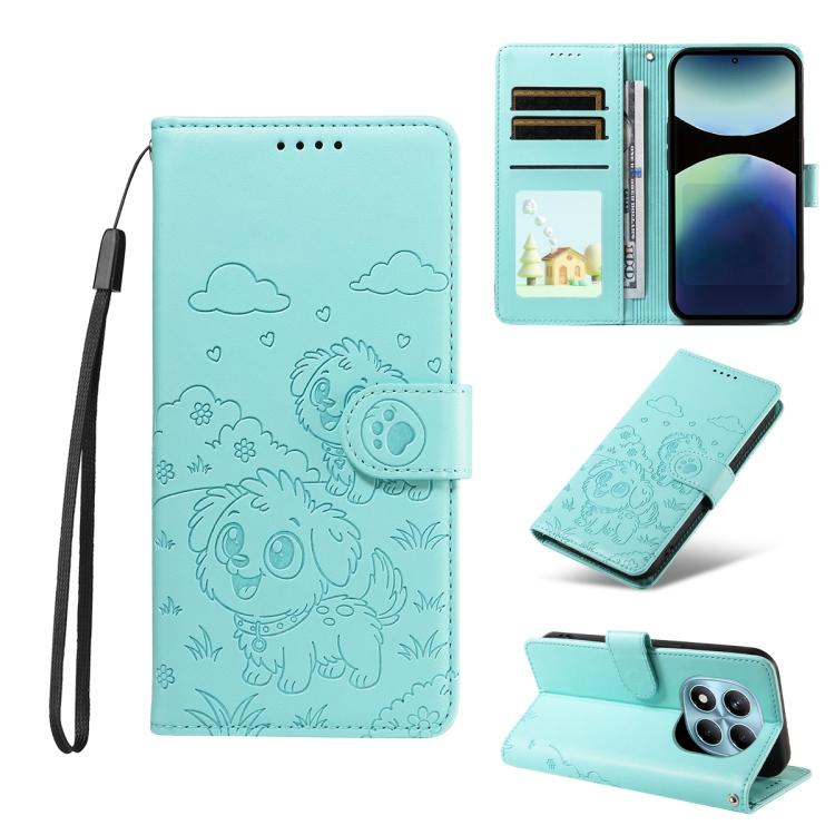 Embossed Heart Dog RFID Blocking Wallet Leather Phone Case, For Redmi Note 14 4G 164.84mm, For Redmi Note 14 Pro+ 5G / 14 Pro 4G, For Redmi Turbo 4 5G / Poco X7 Pro 5G, For Redmi Note 14 5G / Poco M7 Pro 5G, For Redmi Note 14 4G 163.25mm               ...