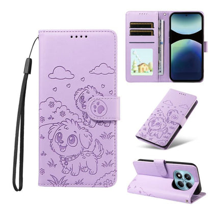 Embossed Heart Dog RFID Blocking Wallet Leather Phone Case, For Redmi Note 14 4G 164.84mm, For Redmi Note 14 Pro+ 5G / 14 Pro 4G, For Redmi Turbo 4 5G / Poco X7 Pro 5G, For Redmi Note 14 5G / Poco M7 Pro 5G, For Redmi Note 14 4G 163.25mm               ...