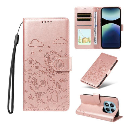Embossed Heart Dog RFID Blocking Wallet Leather Phone Case, For Redmi Note 14 4G 164.84mm, For Redmi Note 14 Pro+ 5G / 14 Pro 4G, For Redmi Turbo 4 5G / Poco X7 Pro 5G, For Redmi Note 14 5G / Poco M7 Pro 5G, For Redmi Note 14 4G 163.25mm               ...