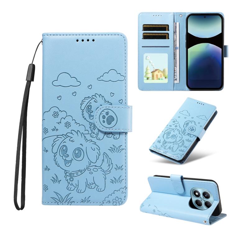 Embossed Heart Dog RFID Blocking Wallet Leather Phone Case, For Redmi Note 14 4G 164.84mm, For Redmi Note 14 Pro+ 5G / 14 Pro 4G, For Redmi Turbo 4 5G / Poco X7 Pro 5G, For Redmi Note 14 5G / Poco M7 Pro 5G, For Redmi Note 14 4G 163.25mm               ...