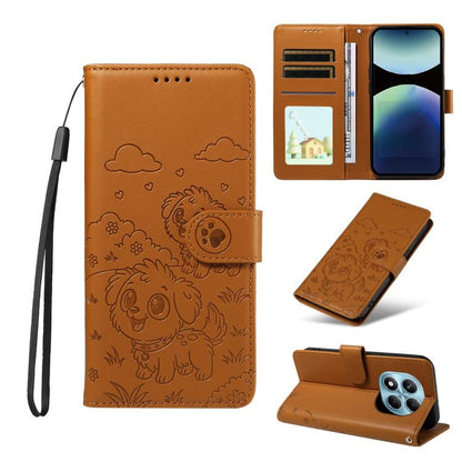 Embossed Heart Dog RFID Blocking Wallet Leather Phone Case, For Redmi Note 14 4G 164.84mm, For Redmi Note 14 Pro+ 5G / 14 Pro 4G, For Redmi Turbo 4 5G / Poco X7 Pro 5G, For Redmi Note 14 5G / Poco M7 Pro 5G, For Redmi Note 14 4G 163.25mm               ...
