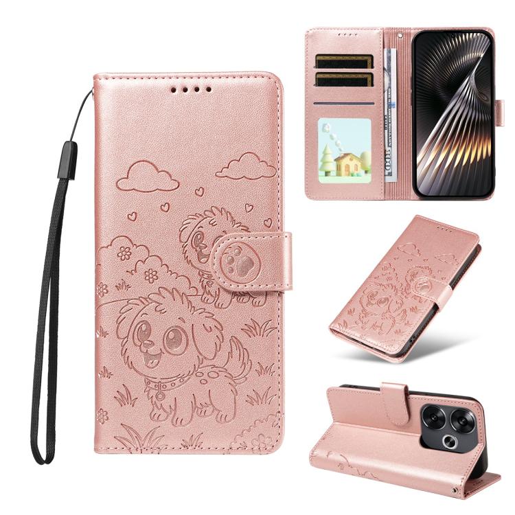 Embossed Heart Dog RFID Blocking Wallet Leather Phone Case, For Redmi Note 14 4G 164.84mm, For Redmi Note 14 Pro+ 5G / 14 Pro 4G, For Redmi Turbo 4 5G / Poco X7 Pro 5G, For Redmi Note 14 5G / Poco M7 Pro 5G, For Redmi Note 14 4G 163.25mm               ...