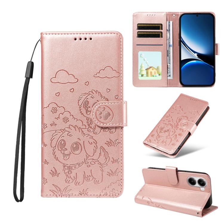 Embossed Heart Dog RFID Blocking Wallet Leather Phone Case, For Redmi Note 14 4G 164.84mm, For Redmi Note 14 Pro+ 5G / 14 Pro 4G, For Redmi Turbo 4 5G / Poco X7 Pro 5G, For Redmi Note 14 5G / Poco M7 Pro 5G, For Redmi Note 14 4G 163.25mm               ...