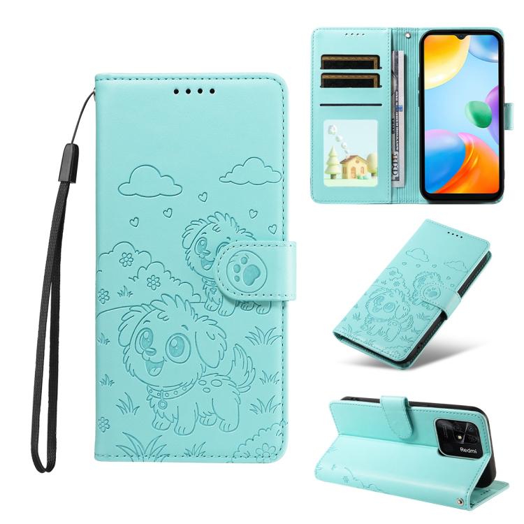 Embossed Heart Dog RFID Blocking Wallet Leather Phone Case, For Redmi Note 14 4G 164.84mm, For Redmi Note 14 Pro+ 5G / 14 Pro 4G, For Redmi Turbo 4 5G / Poco X7 Pro 5G, For Redmi Note 14 5G / Poco M7 Pro 5G, For Redmi Note 14 4G 163.25mm               ...